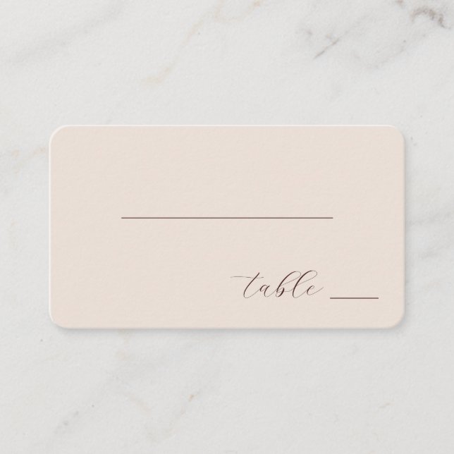 Minimalist Beige Calligraphy Place Card (Front)