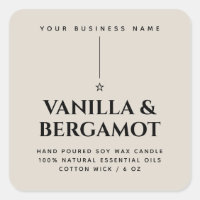 Minimalist beige candle product label