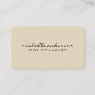 Minimalist Beige Cursive Text Business Card