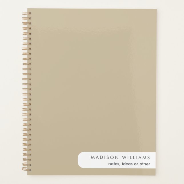 Minimalist Beige Custom Notebook | Personalized  Planner (Front)