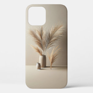 Minimalist Beige Dried Palm & Pampas Floral Phone  iPhone 12 Case
