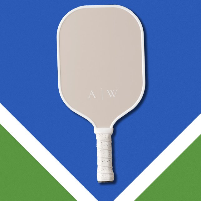 Minimalist Beige Elegant Monogram Pickleball Paddle (Creator Uploaded)
