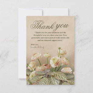 Minimalist Beige Flower Thank You Card
