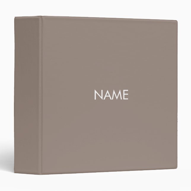 Minimalist beige greige custom name text monogram binder (Front/Spine)