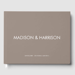 Minimalist beige greige custom simple chic Wedding Guest Book