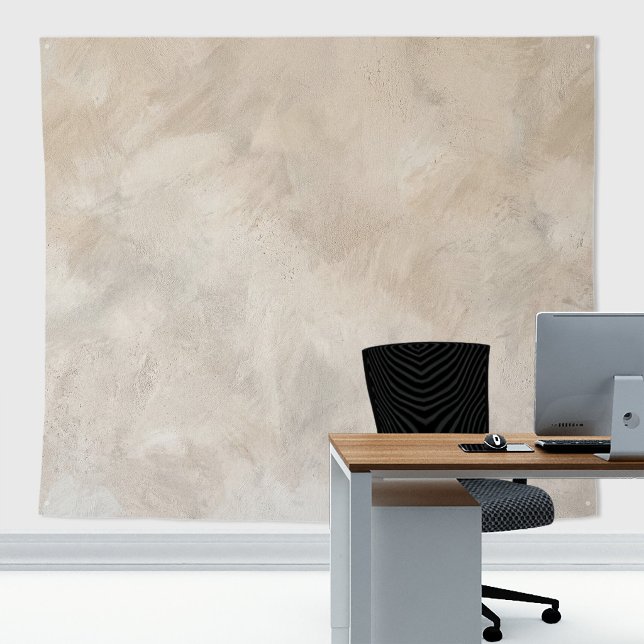 Minimalist Beige Limewash Wall Stone texture Tapestry (Roman Clay Limewash tapestry decor with stone  texture for zoom meetings backdrop or home decor)