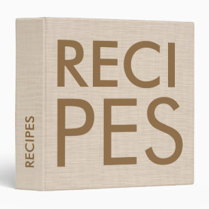 Minimalist Beige Linen Bold Typography Recipes Binder