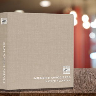 Minimalist Beige Linen Logo Profession Binder