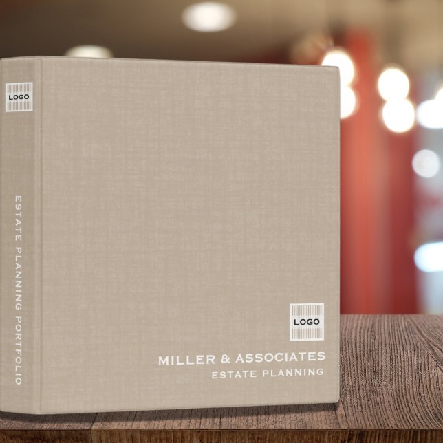 Minimalist Beige Linen Logo Profession Binder (Creator Uploaded)