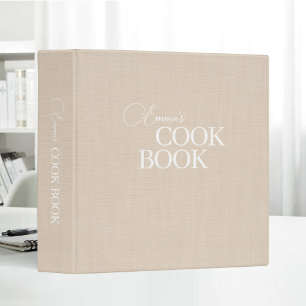 Minimalist Beige Linen Recipe  Cook Book Binder