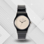Minimalist Beige Monogram Watch<br><div class="desc">This Minimalistic Stylish Monogram design is perfect for those who like simple sleek design.
Easily customizable to include your initials and name.</div>