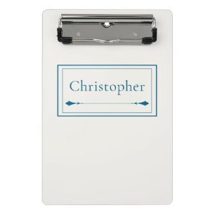 Minimalist Beige & Navy Blue Personalized Monogram Mini Clipboard