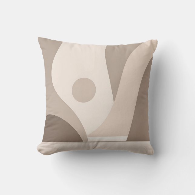 Minimalist Beige Organic Abstract Shapes Throw Pillow (Front)
