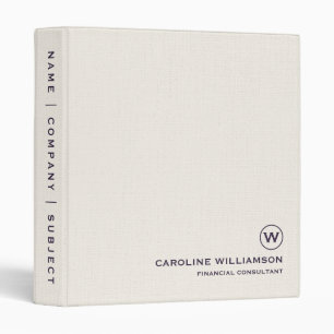 Minimalist Beige Pattern Monogram Binder
