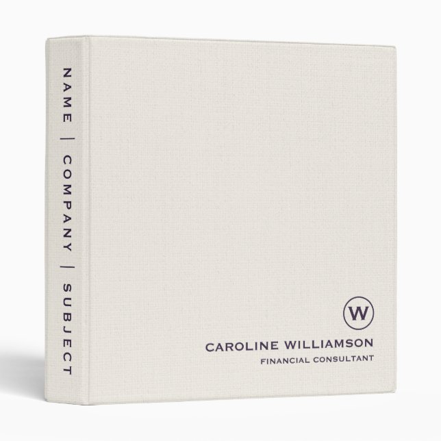Minimalist Beige Pattern Monogram Binder (Front/Spine)