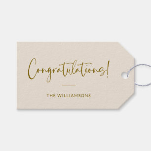 Minimalist Beige Personalized Congratulations Gift Tags