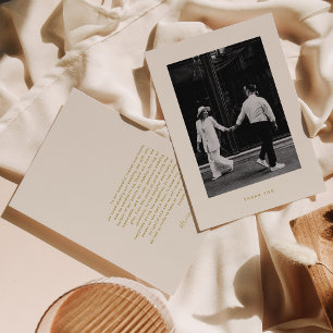 Minimalist Beige Photo Wedding  Thank You Card