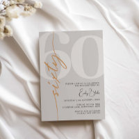 Minimalist Beige Sixty 60th Birthday Party