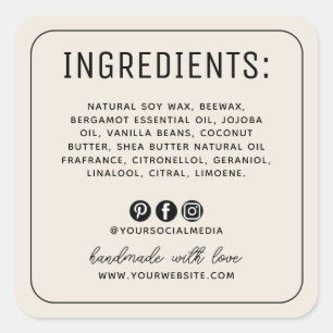 Minimalist beige social media ingredients label