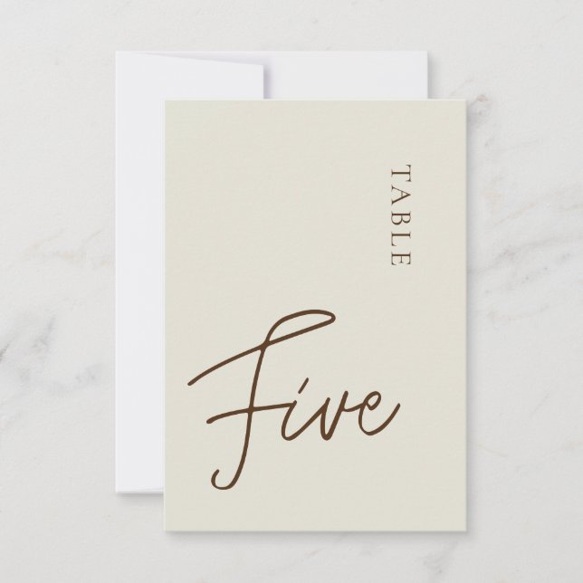 Minimalist Beige Table Five Table Number (Front)
