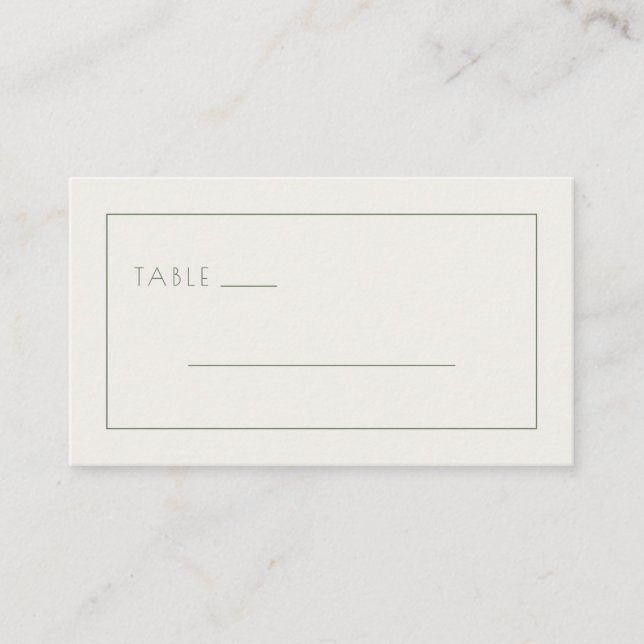 Minimalist Beige Table Sign Place Card (Front)