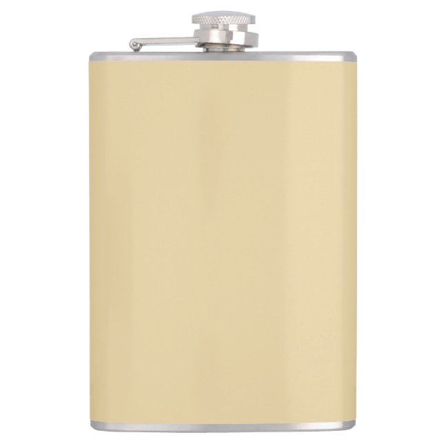 Minimalist beige tan camel solid plain chic favour hip flask (Front)