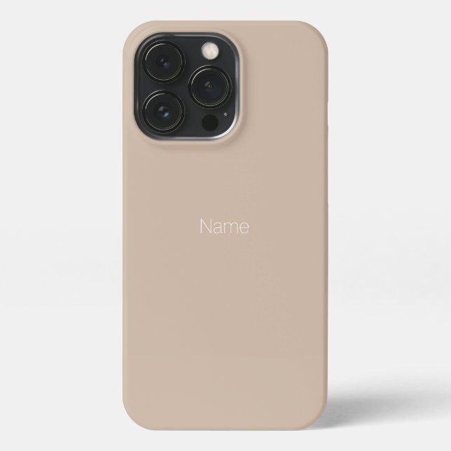 Minimalist beige tan custom name monogram  iPhone case (Back)