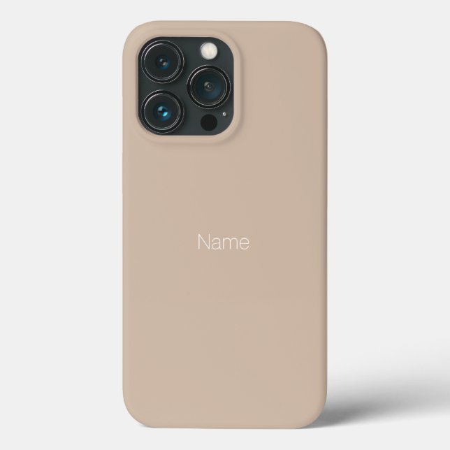 Minimalist beige tan custom name monogram solid Case-Mate iPhone case (Back)
