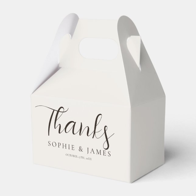 Minimalist Beige Wedding Gift Favor Box (Front Side)