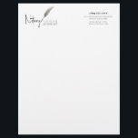 Minimalist Beige & White Simple Modern Notary Letterhead<br><div class="desc">Create a professional mailings with Minimalist Beige & White Simple Modern Notary Letterhead. Don't wait for opportunity, create it! Featuring a notary loan signing agent designed with a beige feathered calligraphy pen logo and simple, elegant design, this 8.5" x 11" letterhead is perfect for making sure your communication looks great....</div>