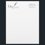 Minimalist Beige & White Simple Modern Notary Letterhead<br><div class="desc">Create a professional mailings with Minimalist Beige & White Simple Modern Notary Letterhead. Don't wait for opportunity, create it! Featuring a notary loan signing agent designed with a beige feathered calligraphy pen logo and simple, elegant design, this 8.5" x 11" letterhead is perfect for making sure your communication looks great....</div>