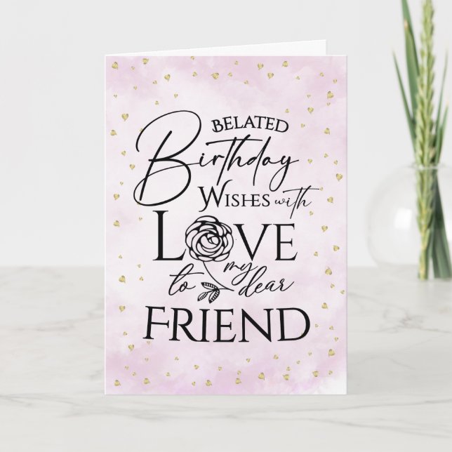 Minimalist Belated Birthday Cards For Friend (Front)