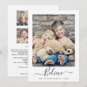 Minimalist Believe Year In Review Portrait Holiday Card