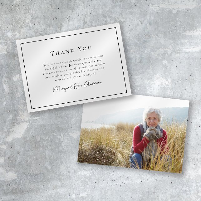 Minimalist Bereavement Funeral Photo Thank You Card (Creator Uploaded)