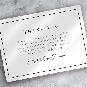 Minimalist Bereavement Funeral Thank You Card
