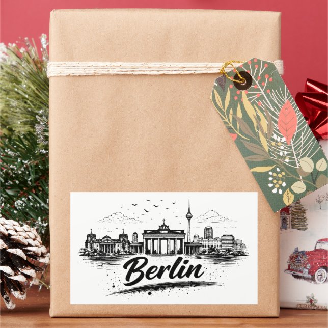 Minimalist Berlin Germany Cityscape Art Sticker (Holiday)