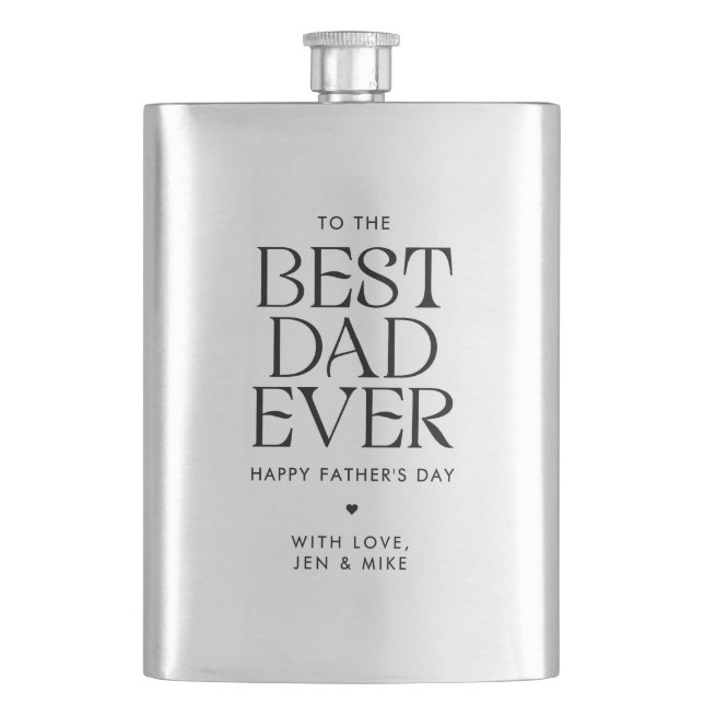 Minimalist Best Dad Ever Modern Father's Day Hip Flask (Front)