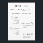 Minimalist Best Day Ever Wedding Timeline Program<br><div class="desc">This program includes a timeline of your wedding as a fun and simple way to give important wedding information to your wedding guests.</div>