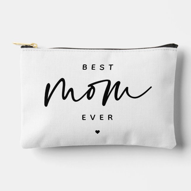 Minimalist Best Mom Ever elegant Script Typography Accessory Pouch (Front)