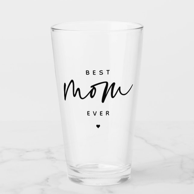 Minimalist Best Mom Ever elegant Script Typography Glass (Front)