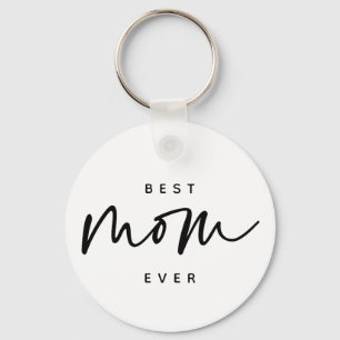 Minimalist Best Mom Ever elegant Script Typography Keychain