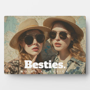 Minimalist Besties Friendship One Photo &  Names Plaque