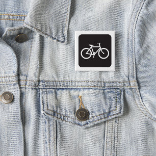 Minimalist Bicycle Black and White Bike Symbol 2 Inch Square Button