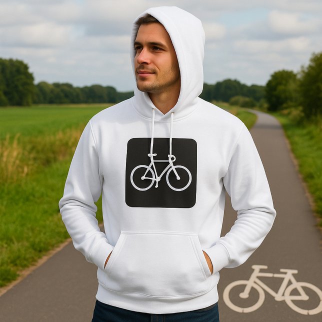 Minimalist Bicycle Black and White Bike Symbol Hoodie (Creator Uploaded)