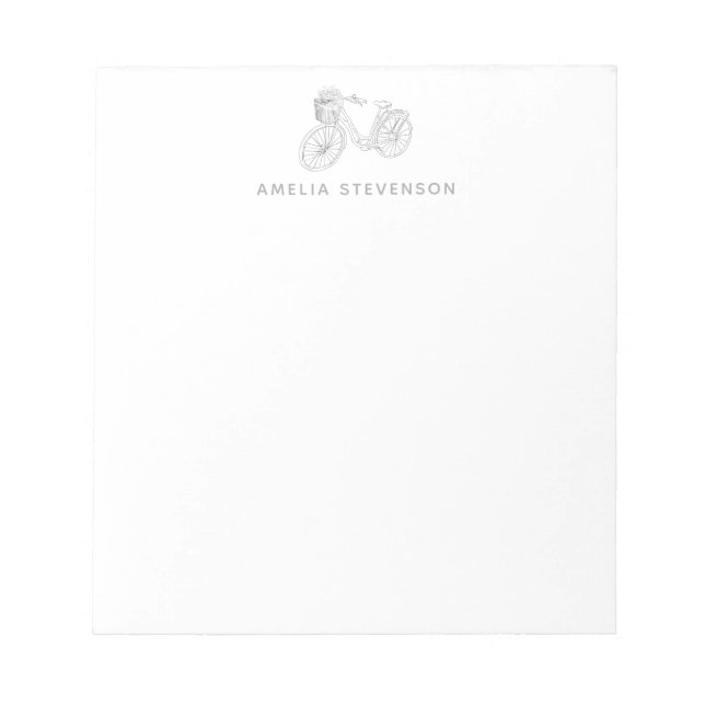 Minimalist Bicycle Line Drawing Personalized  Notepad (Front)