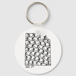 Minimalist Bike Riding Utah State Map Mountain Bik Keychain