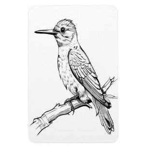 Minimalist Bird Illustration Line Art Magnet