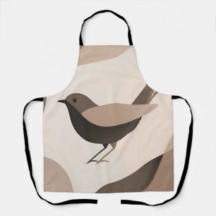 Minimalist Bird Neutral Tones Abstract Nature Apron