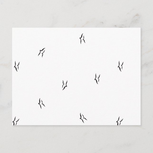 Minimalist Bird Postcard Black White Pattern Art (Front)