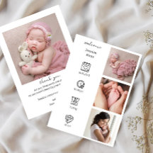 Minimalist Birth Announcement with Photo Collage